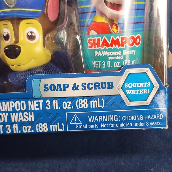 Nickelodeon Paw Patrol 4pc Soap Scrub Shampoo Body Wash Scrubby Hook Bath Set - Picture 8 of 16